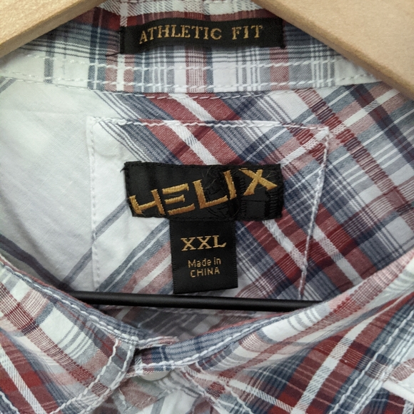 👣Helix White and Red Plaid Western Shirt - Picture 2 of 3